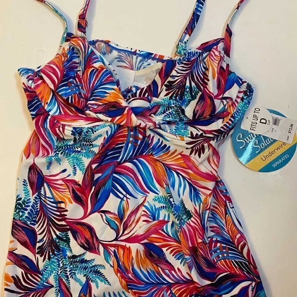 🎀Swim solutions  palm print Tankini swim top - Picture 6 of 7